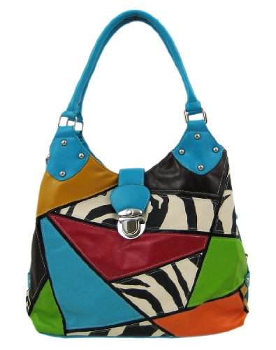 Multicolor Patchwork Shoulder Bag Trim Purse