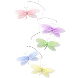 Pink Purple Yellow Blue Green Multi Layered Dragonfly Mobile Decorations -... by Bugs-n-Blooms