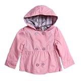 Pink Platinum Toddler Girl Pastel Pink Navy Plaid Hooded Fashion Raincoat Jacket