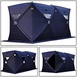 Dark Blue Portable Ice Fishing Shelter Tent 6 7 8 Man Person Fish Shanty House