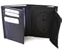 Genuine Leather Oval Badge Wallet, Trifold