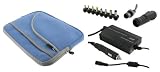4n1 Combo - MSI U100-631US 10.1-Inch AC and DC Adapter Charger - Home / Car / Airplane (Invisible Zipper Tri-Pocket - Blue)