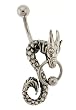 Dragon Belly Ring / Earring with Clear CZ - 14G - 3/8" L - Sold Individually