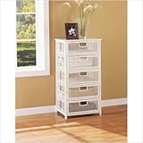 White 5 Drawer Storage Chest Dresser