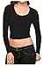 G2 Chic Women's Solid Long Sleeve Scoop Neck Crop Top
