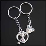 Disney's Inspired Romantic Minnie and Mickey Romantic Heart & Arrow Couple Lovers Keychain Metal Boy Girl Love Key Chain Ring Silver Key Ring Chain