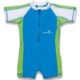 UV50 Short Sleeve Zippered Sun Suit - Size 1 - Bright Blue/Green/White