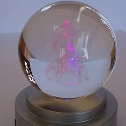 Nativity Scene crystal optical glass - Sphere (8.5 cm OR 3.4 inches) - With Rotating Colors stand