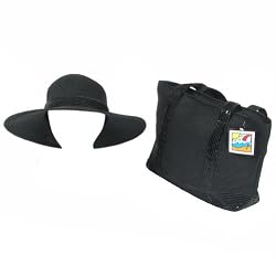 New Wedding Sun Visor Floppy Hat Summer Bag Set Sequin Black