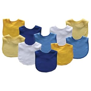 Luvable Friends Baby Bibs - Value Pack, 10 Pack, Colors May Vary