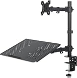 VIVO Dual Mount for 1 Laptop / Notebook & 1 LCD Monitor, Desktop Mount / Stand, Black, Adjustable (STAND-V002C)