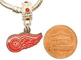 Detroit Red Wings Charm with Connector Will Fit Pandora, Troll, Biagi and More. Can Also Be Worn As a Pendant.