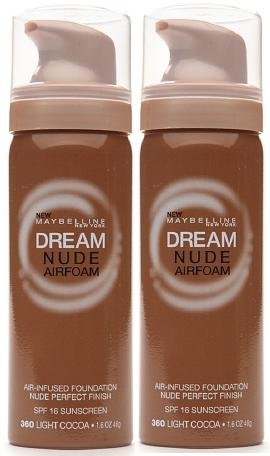 MAYBELLINE Dream Nude Airfoam Air-Infused Foundation LIGHT COCOA #360 (PACK OF 2 CANS/BOTTLES)