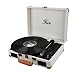 Vinyl Record Player Bluetooth with Speakers 3 Speed Portable Turntable Suitcase Built in 2 Speakers RCA Line Out AUX Headphone Jack PC Recorder-White