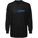 Detroit Lion Tees : Reebok Detroit Lion Black Fashion Long Sleeve Tees
