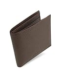 Forzieri Men's Compact Pebble Italian Leather Billfold Wallet Dark Brown