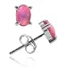 Sterling Silver Fiery Created Pink Opal Stone Oval Stud Earrings