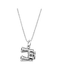 Sterling Silver Three Dimensional Binoculars Necklace
