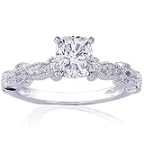 0.55 Ct Cushion Cut Diamond Engagement Ring Pave VVS GIA
