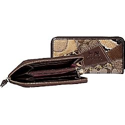 Coach Brown Patchwork Accordian Zip Around Wallet 42002