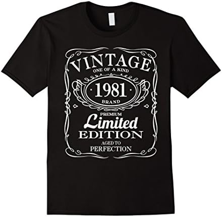 Men's 35th Birthday Gift Vintage 1981 Limited Edition T-Shirt XL Black