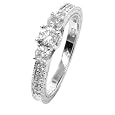 14k White or Yellow Gold 3-Stone Round Diamond Ring (3/4 cttw, I-J Color, I1-I2 Clarity)