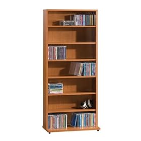 Wall CD DVD Blu-Ray Movie Multi Media Storage Organizer Tower Rack Cabinet (without doors) Bookcase or Book Shelf - Cherry
