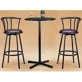 3pc Black Metal 29 Height Bar Set (Table w  2 Stools) by R.H.F.