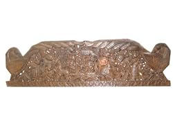 India Carving Radha Krishna Carved Wood Headboard Wall Panel 72x18