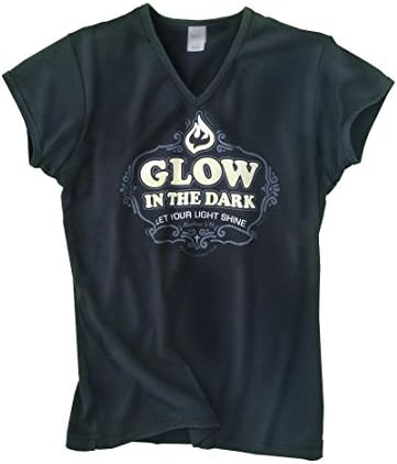 Pilgrimz Women's 'Glow' Junior Fit V-Neck Tee Medium, Black
