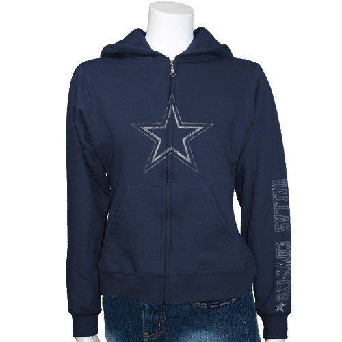 Dallas Cowboys Women's Navy Giant Logo Full Zip Hooded Sweatshirt