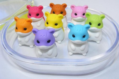 Hamster Eraser Set, 8 Piece in Oval Case. BCM38460
