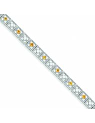 Genuine .925 Sterling Silver Citrine Diamond Bracelet 7.4 Grams . 100% Satisfaction Guaranteed.