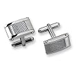 Stainless Steel and Grey Carbon Fiber Rectangular Brushed and Polished Cuff Links