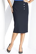  Knee Length Front Button Stripe Skirt