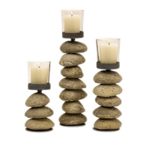 IMAX Cairn Candleholders with of 3