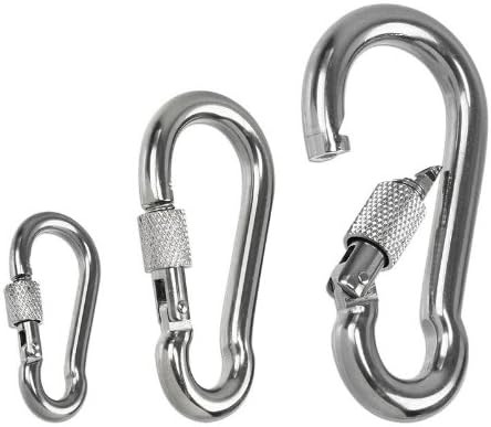 Non-Rust Stainless Steel Carabiner Spring Snap Link with Screw Lock - 316 Stainless 1/4 to 3/8-Inch