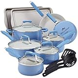 Paula Deen Savannah Collection Aluminum Nonstick 17-Piece Cookware Set, Blueberry