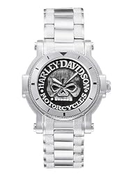 Harley-Davidson&reg; Bulova Mens Watch, Antique Medallion Skull Dial, 76A11