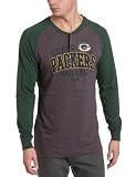 NFL Men's Green Bay Packers BSD Long Sleeve Henley Tee (Charcoal Heather/Dark Green, Large)