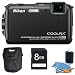 COOLPIX AW110 16MP Waterproof Shockproof Freezeproof Black Digital Camera with 8GB Memory Bundle. Bundle Includes 8GB Memory Card, Ultra-Compact Digital Camera Deluxe Carrying Case , and 3pc. Lens Cleaning Kit.