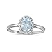 10k White Gold Oval Aquamarine And Diamond Ring title=