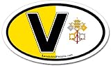 Vatican V Roman Catholic Flag Car Bumper Sticker Decal Oval