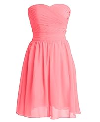 A-line Strapless Natural   Waistline Lace Ruched Sweetheart Chiffon Short Bridesmaid Dress 