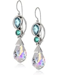 Sajen Sterling Silver Celestial Blue Quartz Swarovski Elements Drop Earrings