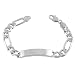925 Sterling Silver Engravable Mens Id Figaro Bracelet