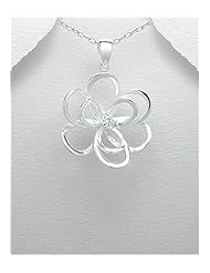 Flower CZ Pendant Necklace In 92.5 Sterling Silver