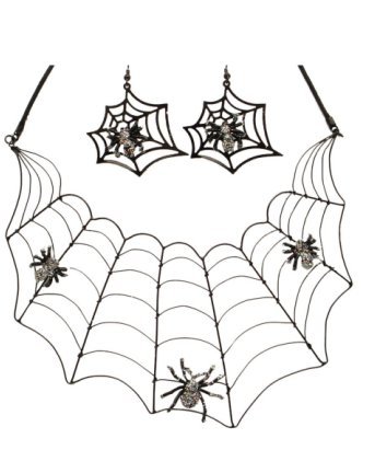 Spider Web Necklace and Earrings Costume Accessory 