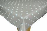 Beige Natural Polka Dot Wipe Clean Cotton Oilcloth Tablecloth 200cm x 130cm