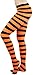 ToBeInStyle Women's Full Footed Wide Striped Tights - Black And Orange- One Size Regular